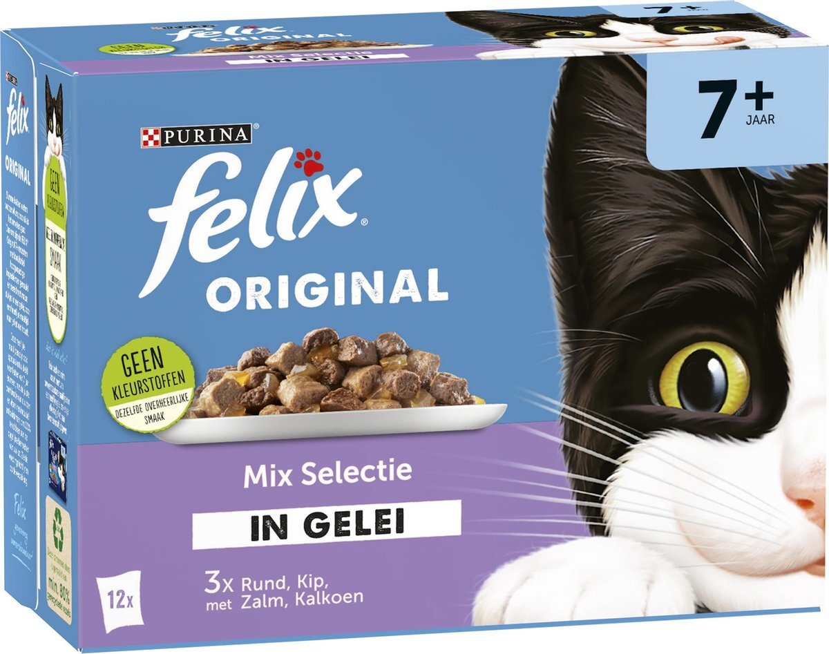 FELIX Original Mix Selectie in Gelei 7+ Jaar - Kattenvoer - 48 x 85g