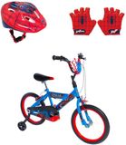 4KidsOnly Spiderman fietsset blauw; fiets 16 inch, helm en handschoenen