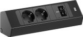 Bachmann Casia 2 Stekkerdoos - Set van 2 - 2-voudig met USB-C 45 W - 2 m kabel - Zwart