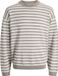 JACK&JONES - JJCOLE KNIT CREW NECK - Hommes - Pulls tricotés - L - Polyester/Coton - Rayé - Manches longues - Coupe ample