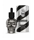 Bandido Baardolie voor de dagelijkse baardverzorging van 3-dagen-baard of volle baard, baardolie als cadeau voor mannen, 40 ml, met pipetdispenser, doodskopdesign, barber-shop baardserum (zilver)