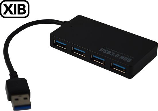 XIB 4-poorts Ultra-Thin Design USB 3.0 HUB 5Gbps - Zwart