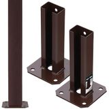 KOTARBAU® 2 Stuks Paalhouder, Poedergecoat Staal, Paalvoet, 60 x 40 mm, om te Schroeven, Bruin, Paalsteun, Weerbestendig