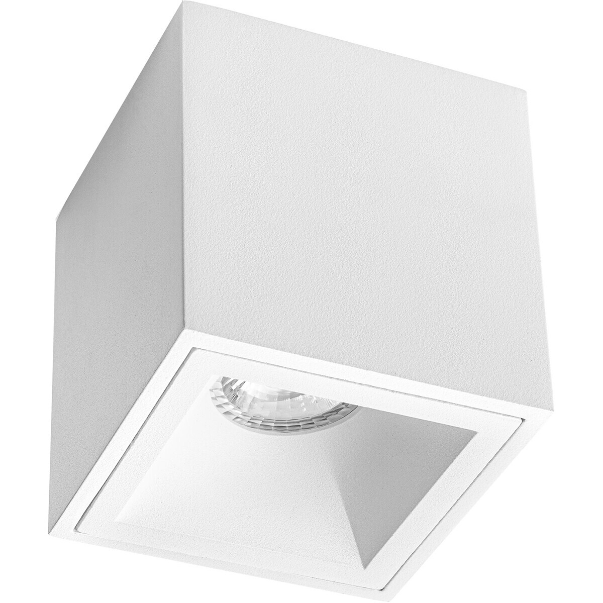 BES LED Opbouwspot GU10 - Pragmi Cliron Pro - Opbouw Vierkant - Mat Wit - Aluminium - Verdiept - 90mm