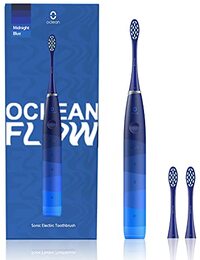 Oclean Flow Sonic elektrische tandenborstel, 5 modi met bleken, draagbaar, Dupont borstelkop, 180 dagen batterijduur, IPX7 waterdicht, 2-minuten timer en 30s herinnering, USB Type-C opladen, blauw