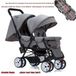 Poussette double avec deux sièges réglables et nacelles, petites roues, gris