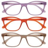 OPULIZE KAT Leesbril - 3-Pack - Kattenoog Montuur - Paars, Oranje, Taupe - Heren & Dames - Veerscharnieren - RRR59-5GU - +1.00