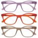 OPULIZE KAT Leesbril - 3-Pack - Kattenoog Montuur - Paars, Oranje, Taupe - Heren & Dames - Veerscharnieren - RRR59-5GU - +1.00
