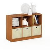 Furinno Basic Boekenkast met 6 vakken en 3 laden, eiken, licht kersen/ivoor, 30,23 x 80,26 x 59,94 cm