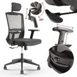 AREBOS Chaise de bureau ergonomique, chaise de bureau avec appui-tête réglable