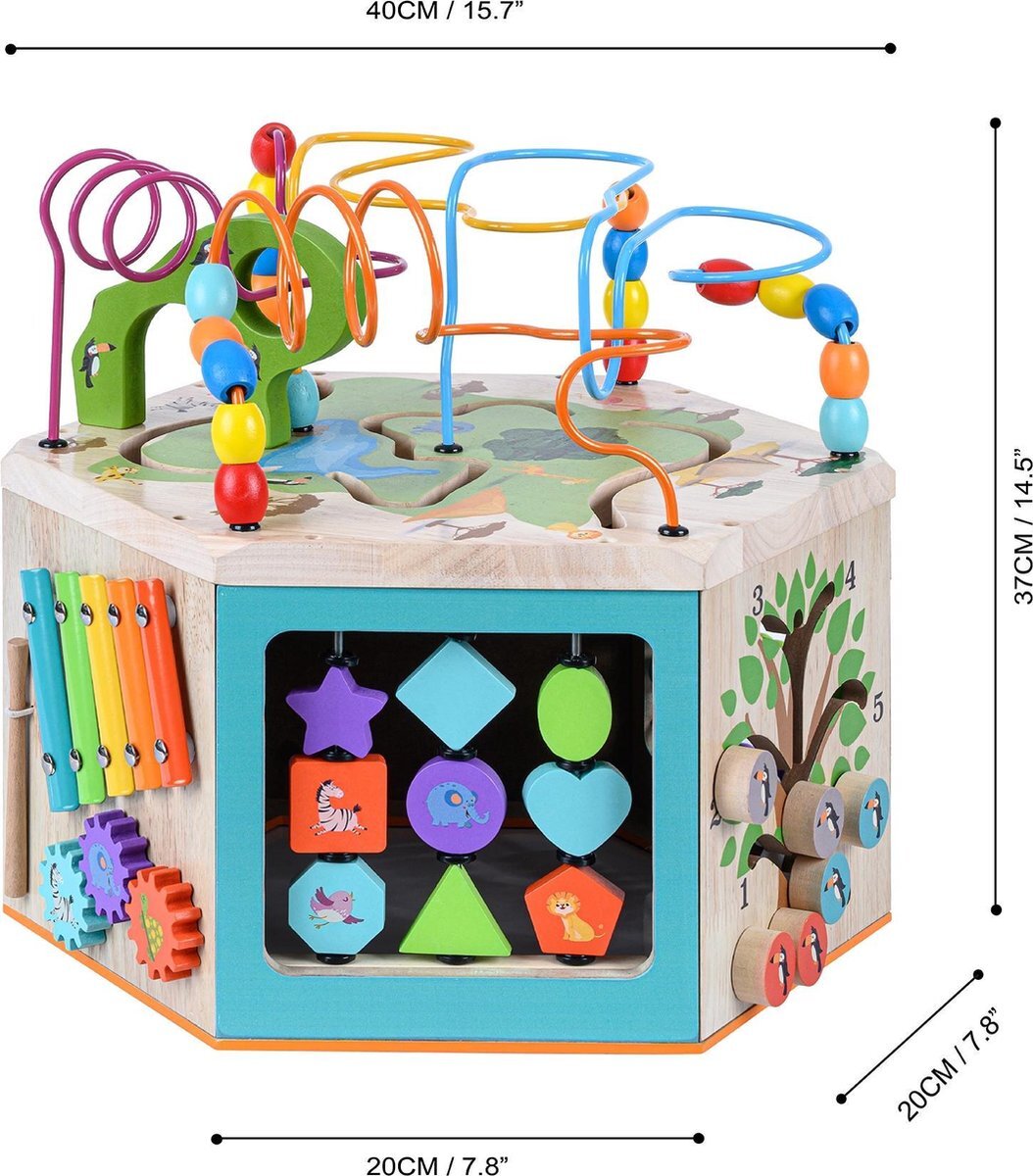 Teamson Kids preschool play lab 7-in-1 groot houten activiteitenstation Multi PS-T0005