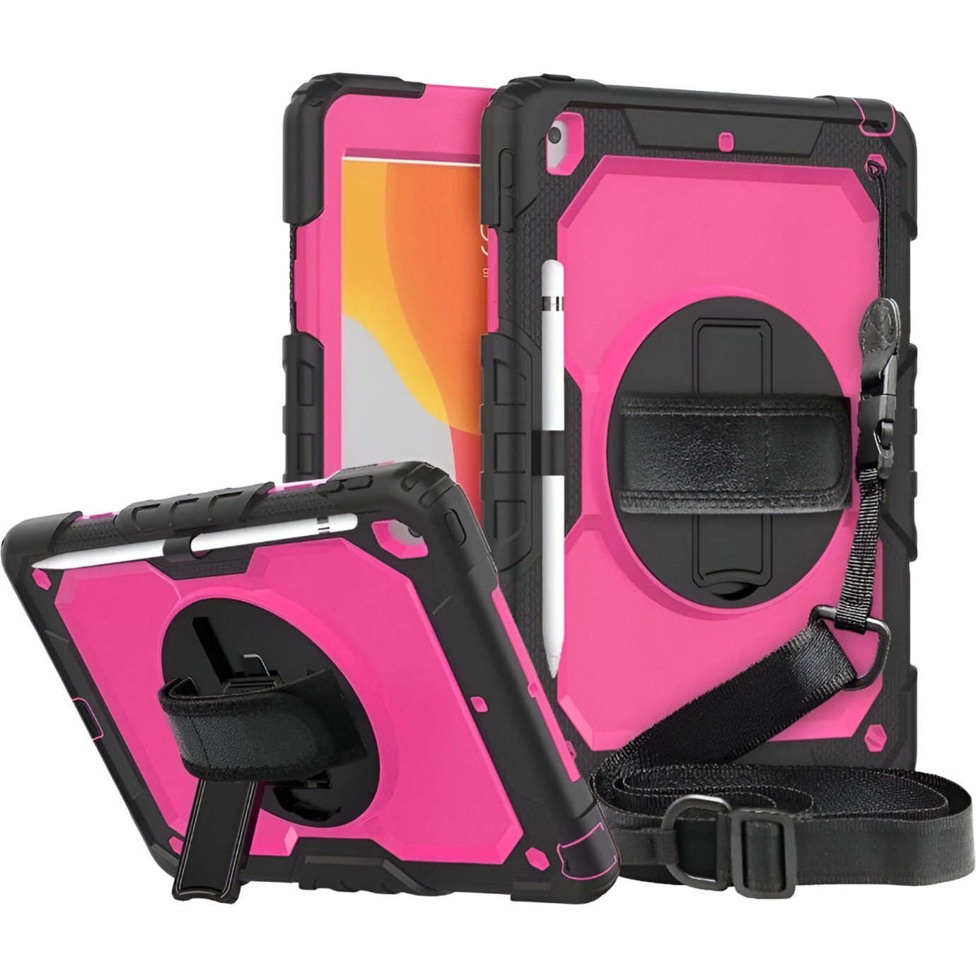 NONE Apple iPad 10.2 Armor Swivel Holder Stylus Roze hoes