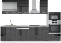 Vicco Fame-Line Complete keukeneenheid – 300 cm met hoge kast, zonder werkblad Antraciet Hoogglans