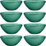 Vivalto Artesania Cerd Vivalto Kommetjes/serveer schaaltjes/soepkommen - 8x - Murano - glas - D15 x H6 cm - groen - Stapelbaar