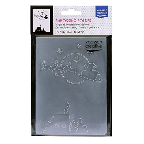 Vaessen Creative Embossing folder Kerstman vliegende slee