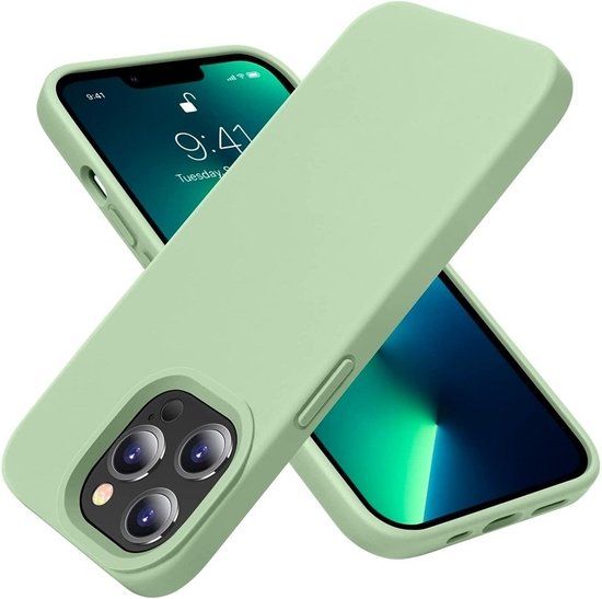 Mobiq - Liquid Siliconen Hoesje iPhone 14 - mintgroen