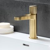 Hudson Reed Mitigeur lavabo monotrou - Or doré - Design moderne - Bouton poussoir