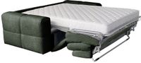 Vente-unique Driezitsslaapbank express in groene teddystof - Slaapoppervlak 140 cm - Matras 20 cm ISSORO