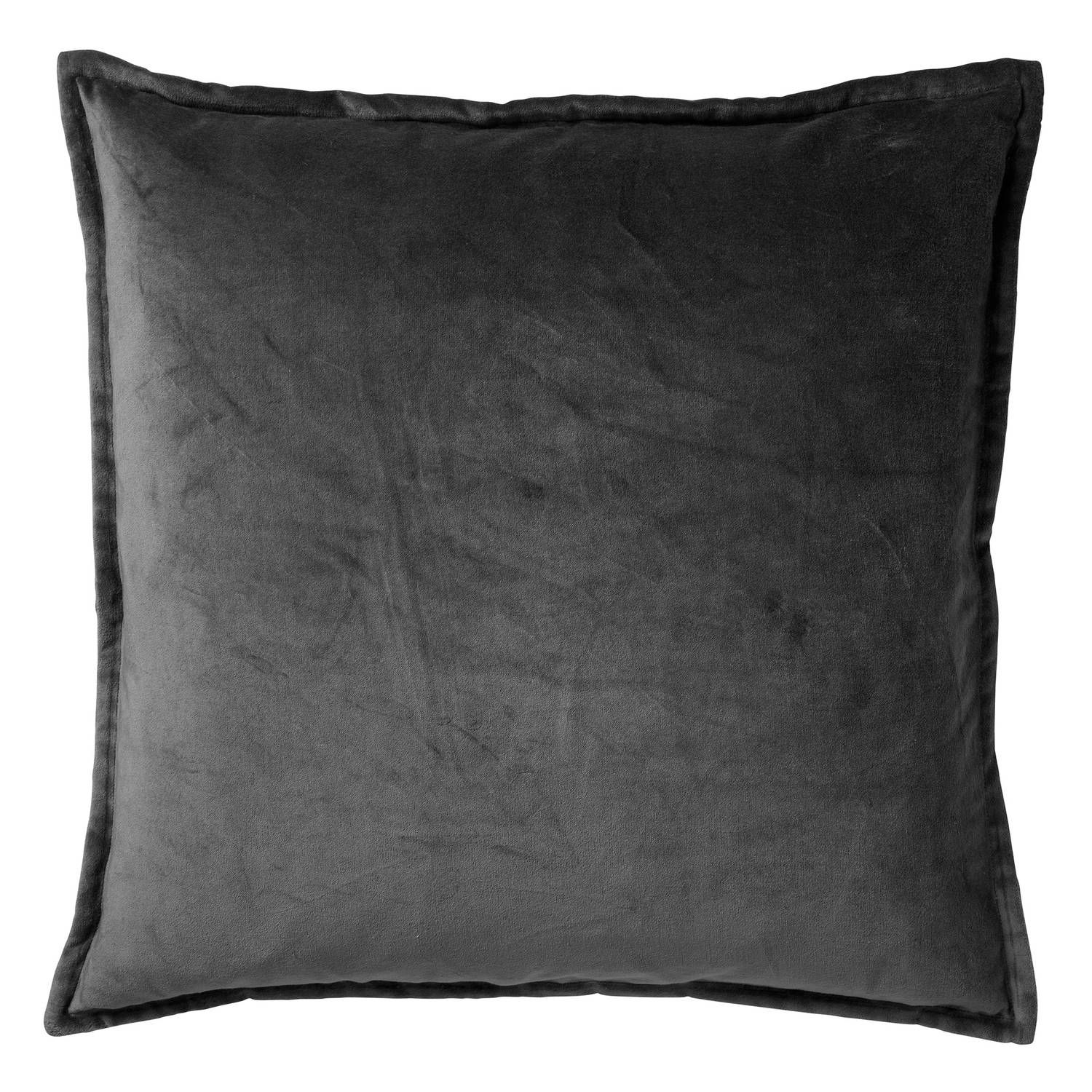 Dutch Decor Caith Sierkussen Katoen Velvet 50x50 cm Charcoal Gray - Antraciet