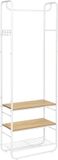 VASAGLE Kapstok, Garderobe, Staande Kapstok, Met Schoenenrek, 58 x 28 x 181 cm, Wit, RVS, Modern