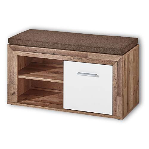 Stella Trading Texas Moderne wandspiegel met plank in Yaki Oak-look - 96 x 80 x 15 cm