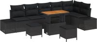 vidaXL Tuinbank Set Zwart Poly Rattan