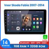 Awesafe Autoradio - Geschikt voor Skoda Fabia 2007 t/m 2014 - Apple Carplay & Android Auto (Draadloos) - Android 14.0 - 1+32GB - Touchscreen - GPS Navigatiesysteem