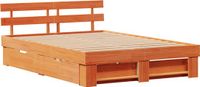 vidaXL Bedframe met lade, Wasbruin, 160 x 200 cm, Massief grenenhout