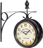 Merkloos Stationsklok Dubbelzijdig - Retro New York - 35cm - Zwart/Wit