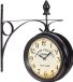 Merkloos Stationsklok Dubbelzijdig - Retro New York - 35cm - Zwart/Wit