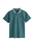 Next - Jongens - Jersey poloshirt met korte mouwen en halsrits - Groen