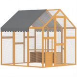 PawHut Kippenhok - Dennenhout - 168L x 183B x 182H cm - Geel