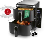 GOURMETmaxx FryUp Verticale dubbelkamer heteluchtfriteuse 10L met klapbaar touchscreen – 4 gerechten op 4 niveaus – 32% ruimtebesparing