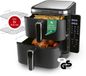 GOURMETmaxx FryUp Verticale dubbelkamer heteluchtfriteuse 10L met klapbaar touchscreen – 4 gerechten op 4 niveaus – 32% ruimtebesparing