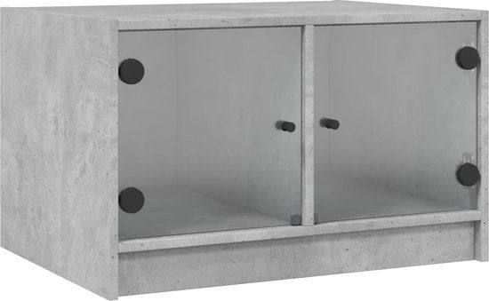 vidaXL Salontafel met glazen deuren 68x50x42 cm betongrijs