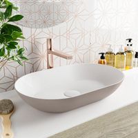Mondiaz Onni waskom 55x35x10cm ovaal opbouw Solid Surface Smoke/Talc