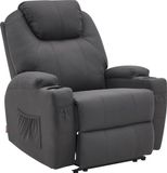 MCombo Elektrische Relaxfauteuil - Donkergrijs Microvezel - Massage & Verwarming