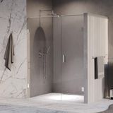 Brauer Void - Nisdeur - 2-Delig - Helder Glas - 160 x 200 cm - Omkeerbaar - met Draaideur 70 cm - Aan Muur - incl. Glascoating - Chroom