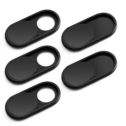 CloudValley Webcam Cover, 5-pack 0,6 mm Dunne Metalen Web Camera Omslag Sticker voor MacBook Air, laptop, Mac, PC, iPad, iPhone, Privacy Slide Cover [Zwart]