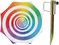Parasol met metalen grondharing - spiraal multicolore - polyester - Dia 180 cm - verstelbaar