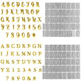 Set de 2 feuilles de dorure à chaud, avec un alphabet, lettres et chiffres