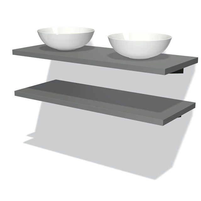 Maxaro Badkamermeubel Modulo Plato 120 cm Middengrijs 2 Wastafelbladen