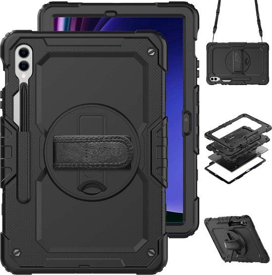 Accezz Tablet Hoes voor Samsung Galaxy Tab S9 Plus / S9 FE Plus - Rugged Backcover - Zwart
