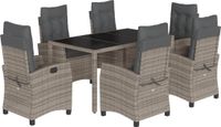 vidaXL 7-delige Tuinset met Kussens, Polyrattan, Grijs