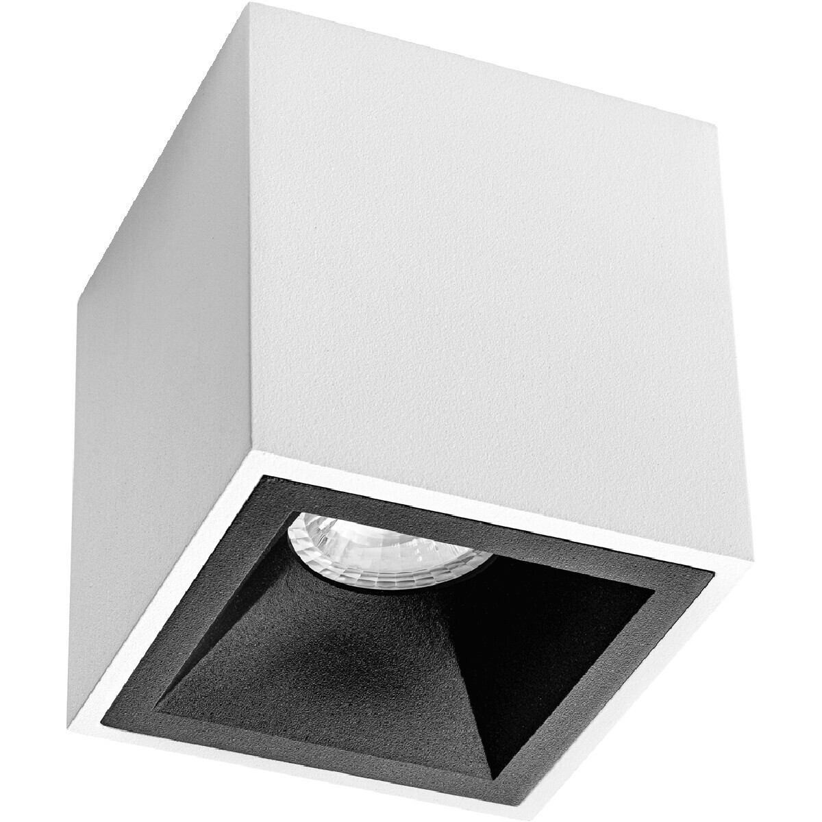 BES LED Opbouwspot GU10 - Pragmi Cliron Pro - Opbouw Vierkant - Mat Wit/Zwart - Aluminium - Verdiept - 90mm