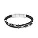 Police Mens Freeway roestvrij staal & pistool kralen zwart duo-lederen armband 19cm, Eén maat, Leer Roestvrij staal, Geen edelsteen