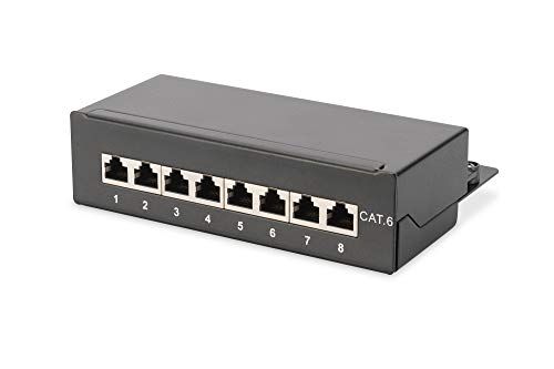 DIGITUS Desktop Patchpaneel - Cat-6-8-poorts RJ45 - Afgeschermd - LSA Patchveld - Oppervlaktebevestiging - Zwart