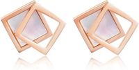 Cilla Jewels Dames oorknoppen Double Square Shell Rose Wit