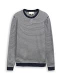 TOM TAILOR 1050091 herentrui, 39562 - Gestructureerde strepen marineblauw en wit, 3XL