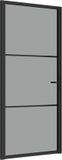 vidaXL Binnendeur 93x201,5 cm ESG-glas en aluminium zwart